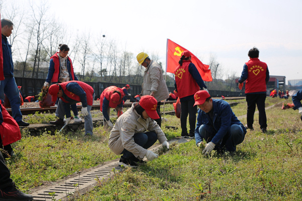 大唐石門發(fā)電公司開展“拔草護(hù)安全，黨員我先行”志愿服務(wù)活動