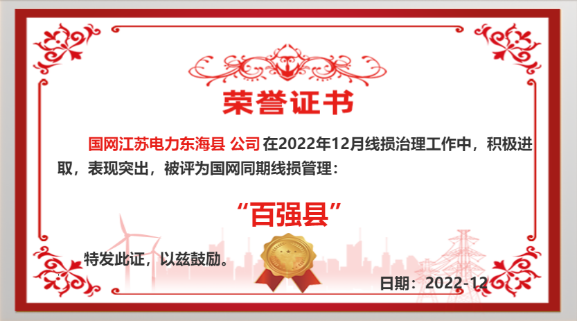 國網(wǎng)東海縣供電公司同期線損工作再獲佳績