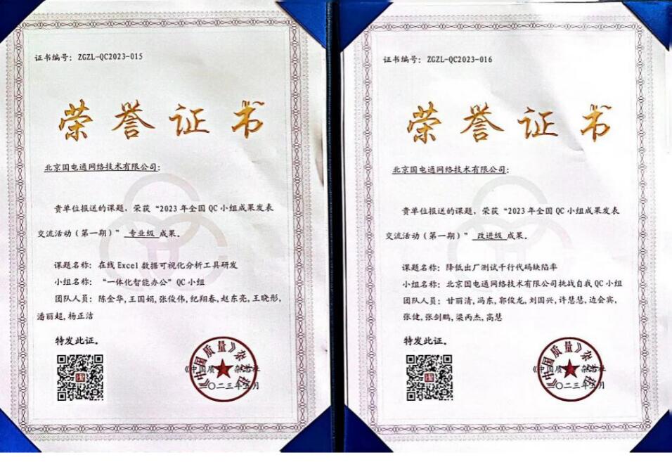 國網(wǎng)信通產(chǎn)業(yè)集團國電通兩項QC成果分獲2023年全國QC小組成果二、三等獎