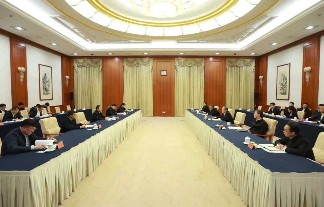 國家電網公司董事長辛保安、總經理張智剛與天津市委書記陳敏爾、市長張工會談